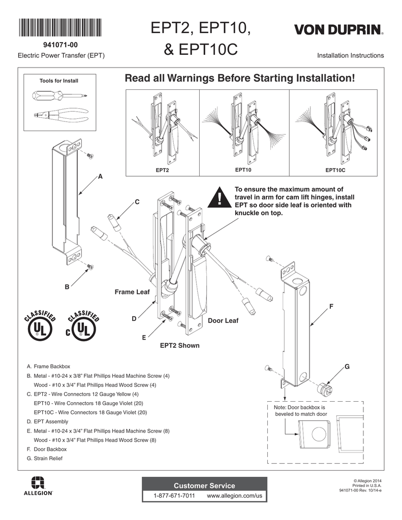 Read All Warnings Before Starting Installation 