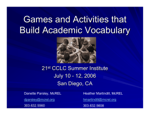 Games and Activities that Build Academic Vocabulary