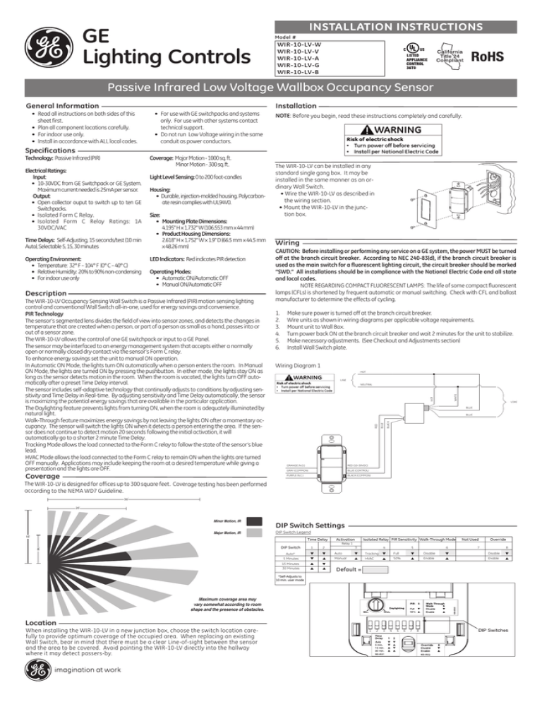 Passive Infrared Low Voltage Wallbox Occupancy Sensor