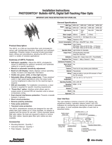 PHOTOSWITCH 45FVL Digital Self-Teaching Fiber Optic Installtion