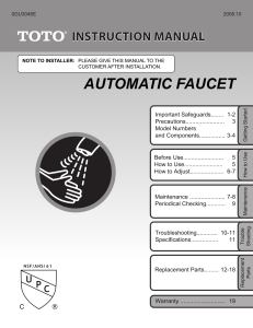 Automatic Faucets- Instruction Manual (Letter Size)