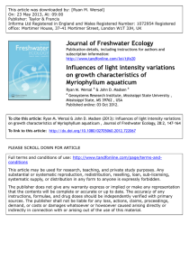 Influences of light intensity variations on growth characteristics of
