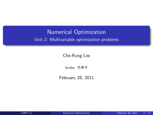 Numerical Optimization - Unit 2: Multivariable optimization problems