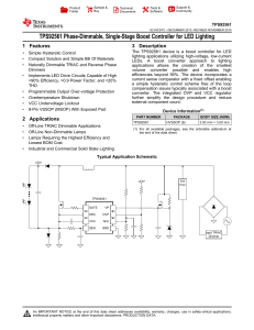 TPS92561 – Phase Dimmable, Single Stage Boost Controller for