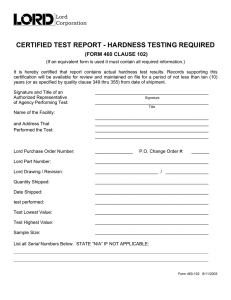 CERTIFIED TEST REPORT - HARDNESS TESTING REQUIRED