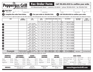 Fax Order Form - PepperJax Grill