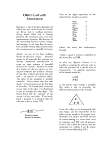 Ohm`s Law and Resistance