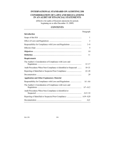 ISA 250, Consideration of Laws and Regulations in an Audit of