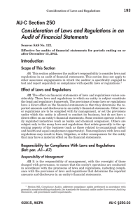 Consideration of Laws and Regulations in an Audit