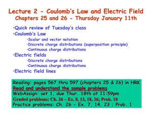 Lecture 2 - Coulomb`s Law and Electric Field