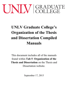 UNLV Graduate College`s Organization of the Thesis and