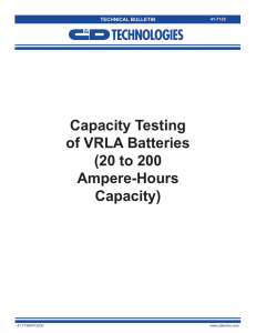 Capacity Testing of VRLA Batteries (20 to 200 Ampere