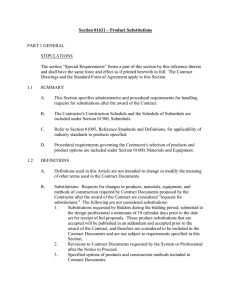 Section 01631 – Product Substitutions PART 1 GENERAL