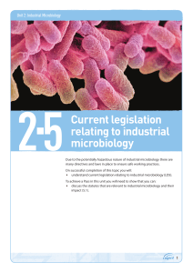 Topic guide 2.5: Current legislation relating to industrial microbiology