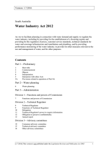 Water Industry Act 2012 - South Australian Legislation