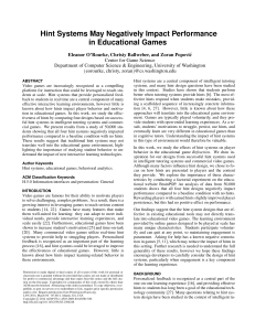 Hint Systems May Negatively Impact Performance in Educational