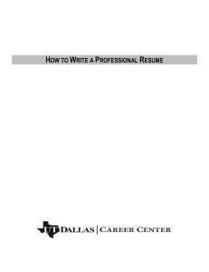 how to write a professional resume - The University of Texas at Dallas