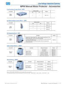 MPW Manual Motor Protector - Accessories