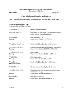 Class Schedule and Reading Assignments