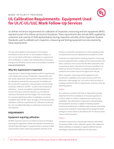 UL Calibration Requirements: Equipment Used for UL/C