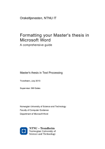 Formatting your Master`s thesis in Microsoft Word