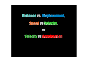 Distance, Velocity and Acceleration
