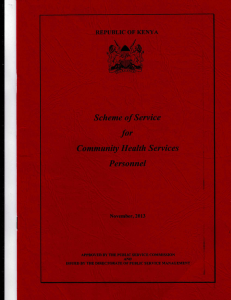 Scheme of Service for Community Health Services Personnel
