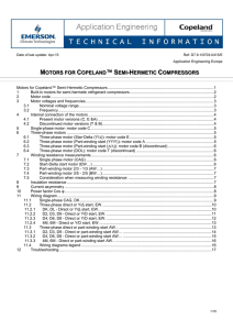 motors for copeland™ semi-hermetic compressors