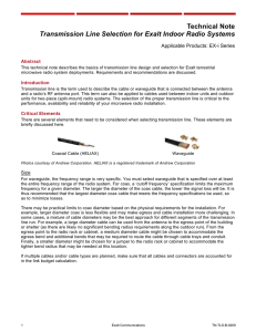 Technical Note Transmission Line Selection for Exalt Indoor Radio