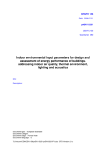 Indoor environmental input parameters for design and assessment