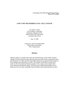 Low Cost REversible Fuel Cell System