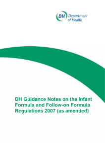 DH guidance notes on the infant Formula and Follow-on