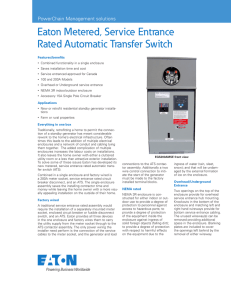 Eaton Metered, Service Entrance Rated Automatic Transfer Switch