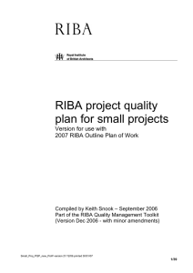 RIBA project quality plan for small projects