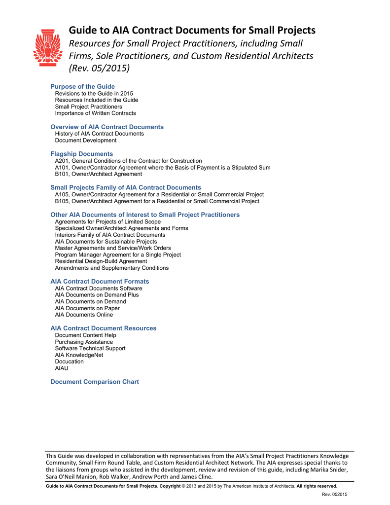 Guide To Aia Contract Documents For Small Projects