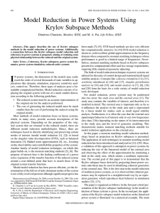 Model Reduction in Power Systems Using Krylov Subspace Methods