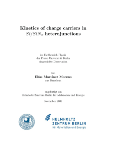 Kinetics of charge carriers in Si/SiNx heterojunctions