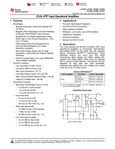 LF357 JFET Input Operational Amplifiers