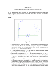 Laboratory 12 POWER IN SINUSOIDAL STEADY