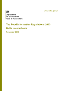 Food Information Regulations 2013 - guide to compliance