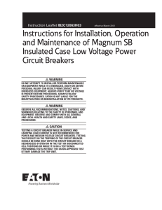 Instructions for Installation, Operation and Maintenance of