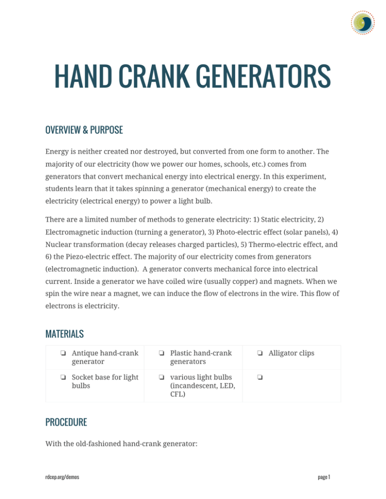 Hand Crank Generators — RDCEP