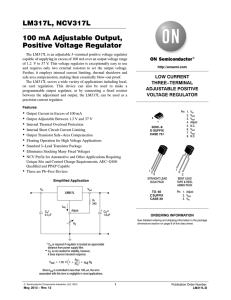 LM317L - 100 mA Adjustable Output, Positive Voltage Regulator