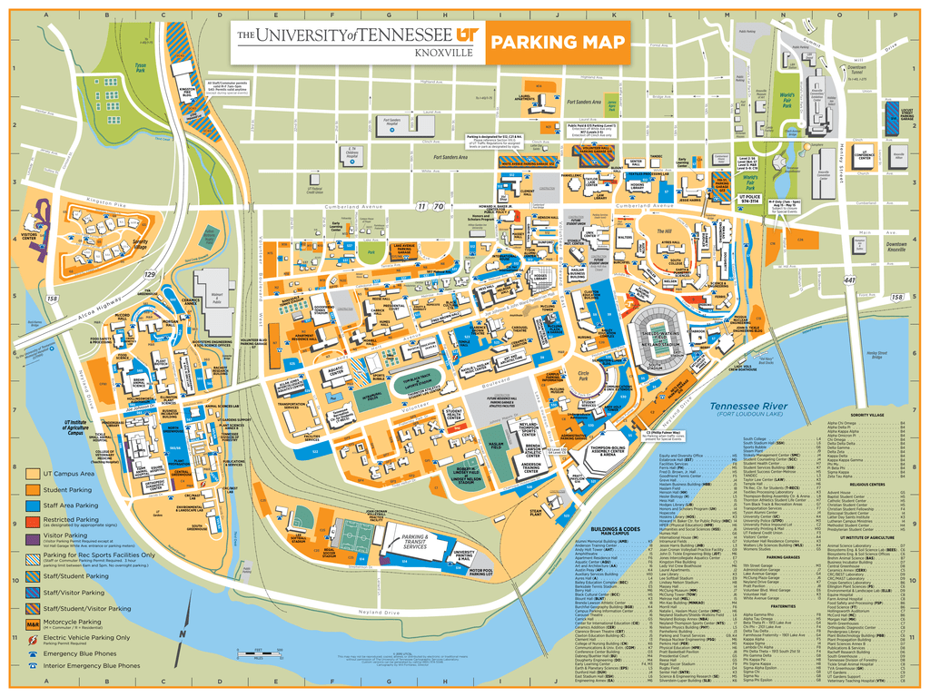 University Of Tennessee Parking Map Parking Map - The University Of Tennessee, Knoxville