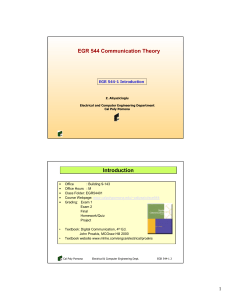 EGR 544 Communication Theory Introduction