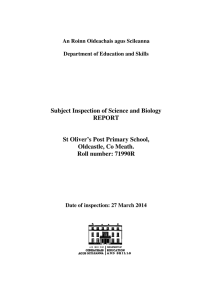 Subject Inspection of Science and Biology REPORT St Oliver`s Post