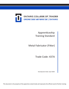 Apprenticeship Training Standards Metal Fabricator (Fitter)
