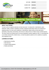 Certificate III in Engineering - Fabrication Trade