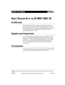 Archived: Note to Users About Revision N of the AT-MIO-16DE