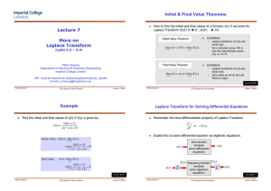 Lecture 7 - More on Laplace Transform